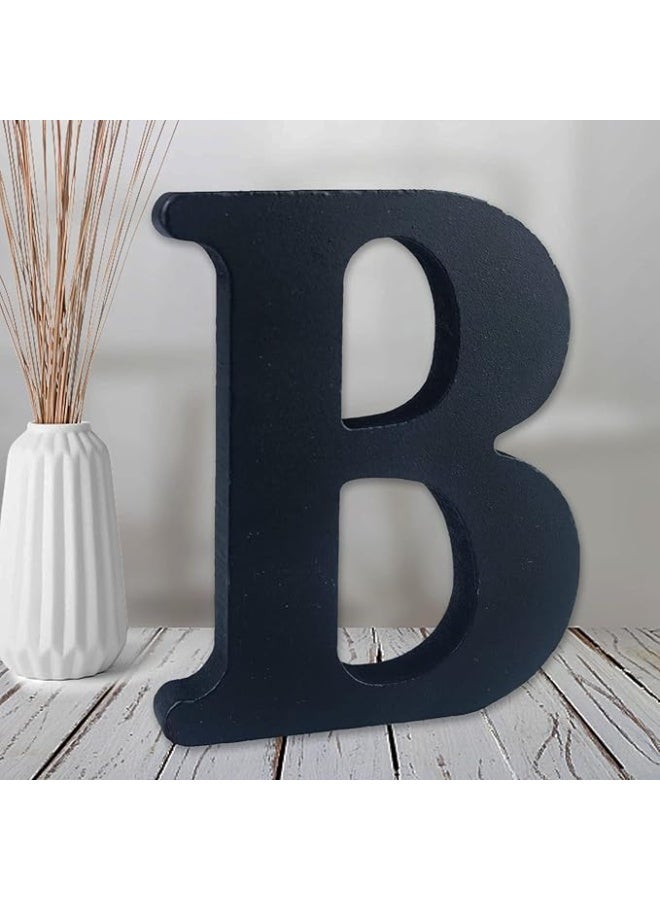 MIRFA Wooden Free Standing Decorative Letter Slices - Black - 6inches (B) - Image 1